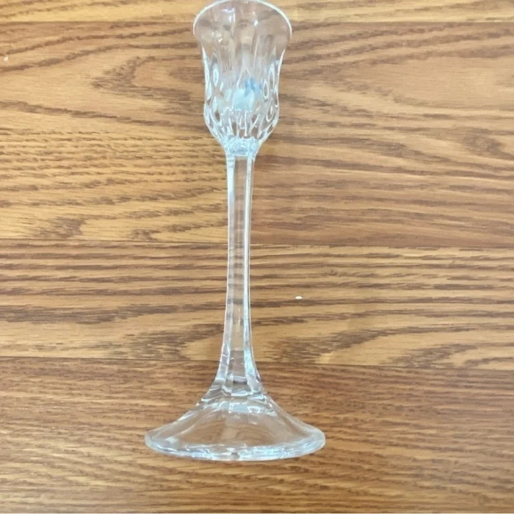 Mikasa Crystal Glass Icicles Tulip Shaped Candle Holders Set of 2 NWOT